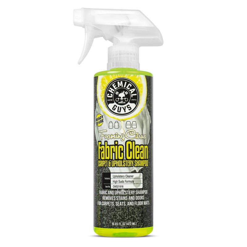 Chemical Guys Foaming Citrus Fabric Clean Carpet & Upholstery Cleaner - Car Carpet Cleaner Spray for Seats and Floor Mats, Removes Stains &Odors, Safe for Cars, Home and Office, 16 oz Citrus Scent - Image 1
