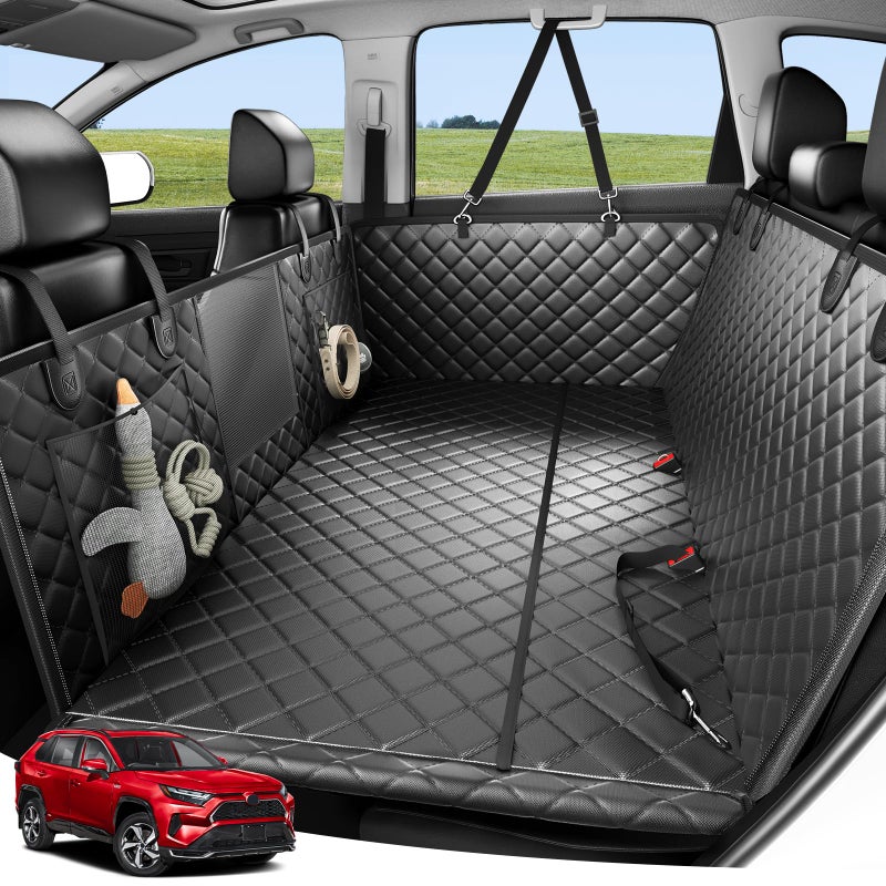 Zanch Heavy-Duty Dog Car Seat Cover, Flat Solid Back Seat Extender for Multi Large Dogs, Hard-Base Supports 450 lb, Waterproof Scratchproof Hammock Protector, Standard for Cars, SUV, Trucks, Black - Image 1