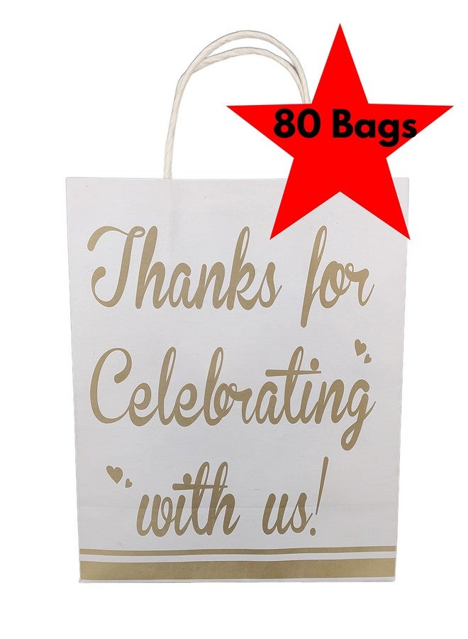 Arrow Paper Products Thank You Printed Paper Gift Bags For Return Gifts | Weddings | Birthday | Holiday Gifting & Presents (Size 17.78 X 7.62 X 22.86 Cm | Pack Of 80), White - Image 4