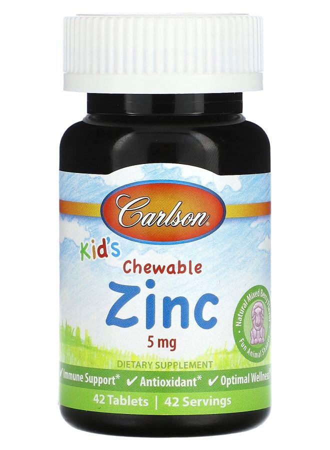 Carlson Kids Chewable Zinc Natural Mixed Berry 5 Mg 42 Tablets
