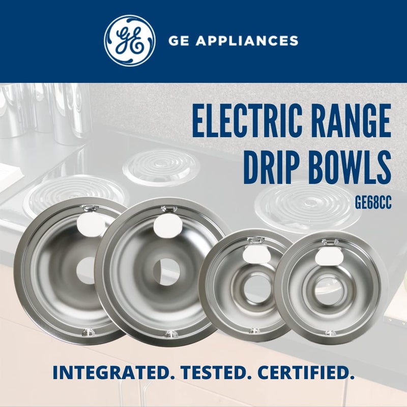 GE GE GE68C OEM 6" and 8" Drip Pan Kit (Chrome) Appliances Electric Range or Stoves Kitchen  - Image 2