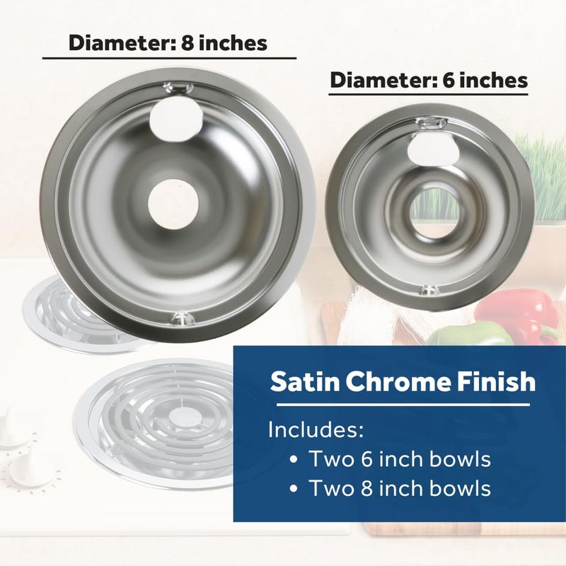 GE GE GE68C OEM 6" and 8" Drip Pan Kit (Chrome) Appliances Electric Range or Stoves Kitchen  - Image 3