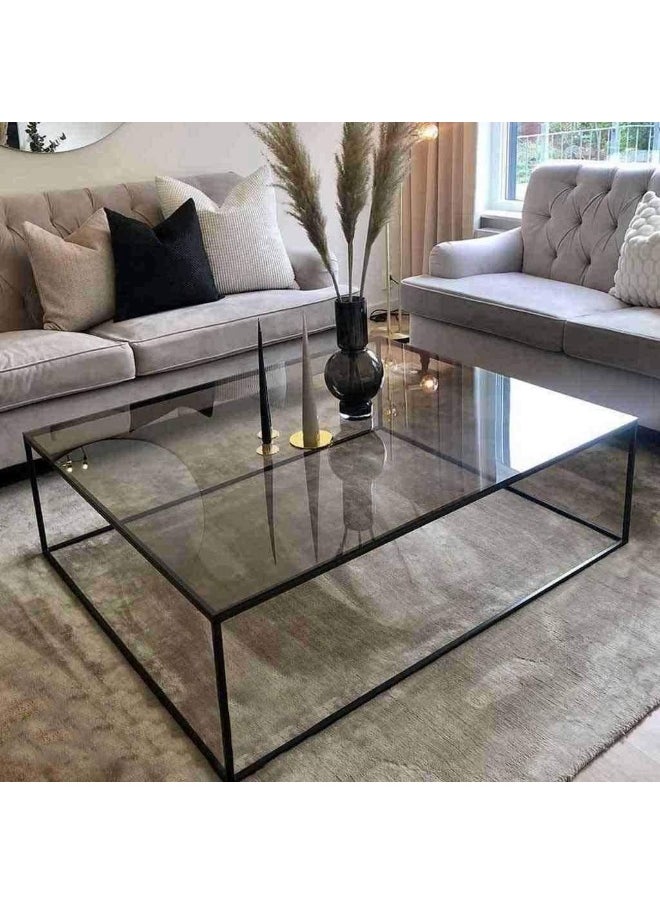 هومزمارت طاولة قهوة معدن وزجاج اسود - 80×80×45 سم  - Image 1