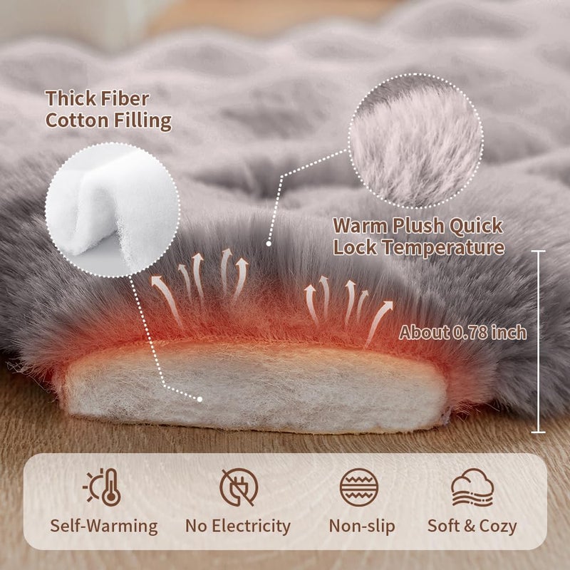 SOMAHE Self-Warming Cat Bed, Plush Faux Fur Pet Bed Mat with Anti-Slip Bottom, Ultra Soft Heated Pad for Cats & Kittens, Cozy Fluffy Bed for Window & Sills Couches, Machine Washable, 23x15 Inch Grey - Image 5