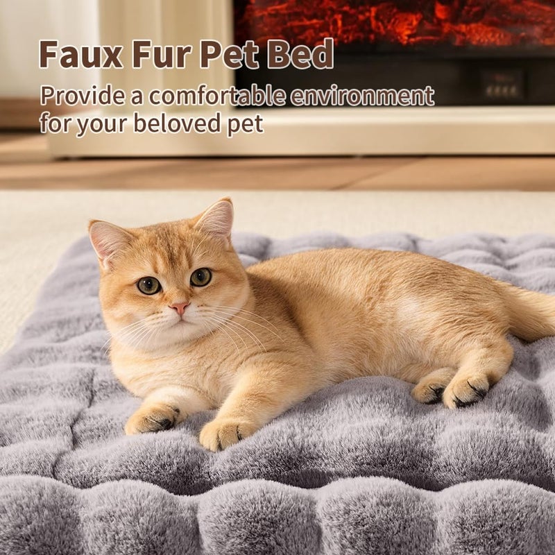 SOMAHE Self-Warming Cat Bed, Plush Faux Fur Pet Bed Mat with Anti-Slip Bottom, Ultra Soft Heated Pad for Cats & Kittens, Cozy Fluffy Bed for Window & Sills Couches, Machine Washable, 23x15 Inch Grey - Image 4