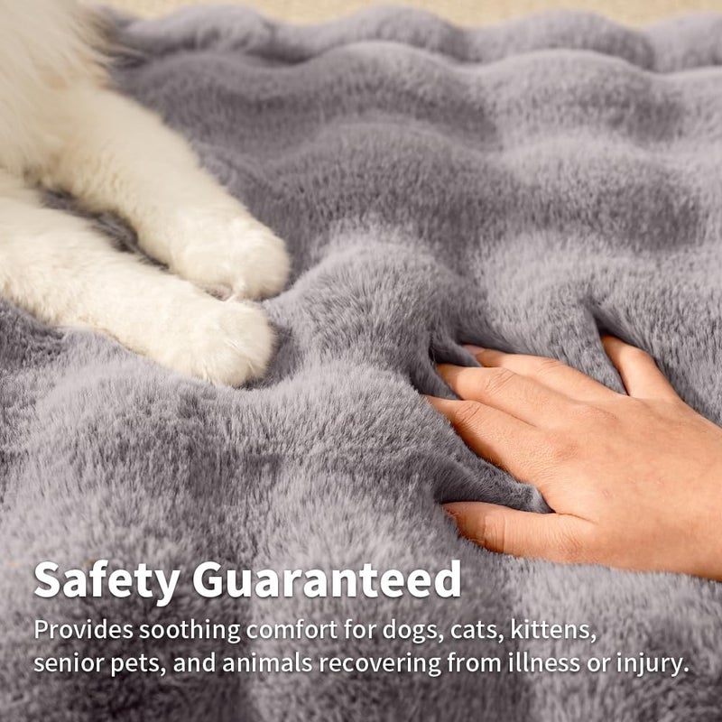SOMAHE Self-Warming Cat Bed, Plush Faux Fur Pet Bed Mat with Anti-Slip Bottom, Ultra Soft Heated Pad for Cats & Kittens, Cozy Fluffy Bed for Window & Sills Couches, Machine Washable, 23x15 Inch Grey - Image 3