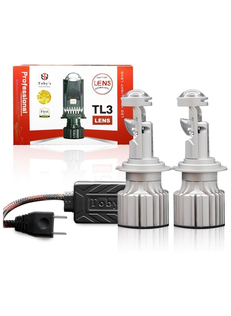 Toby's Toby's New TL3-H7 LED Mini Projector Dual Lens Headlight Bulb, Adjustable Beam (High & Low) with Cooling Temperature 6500K White Light  - Image 1