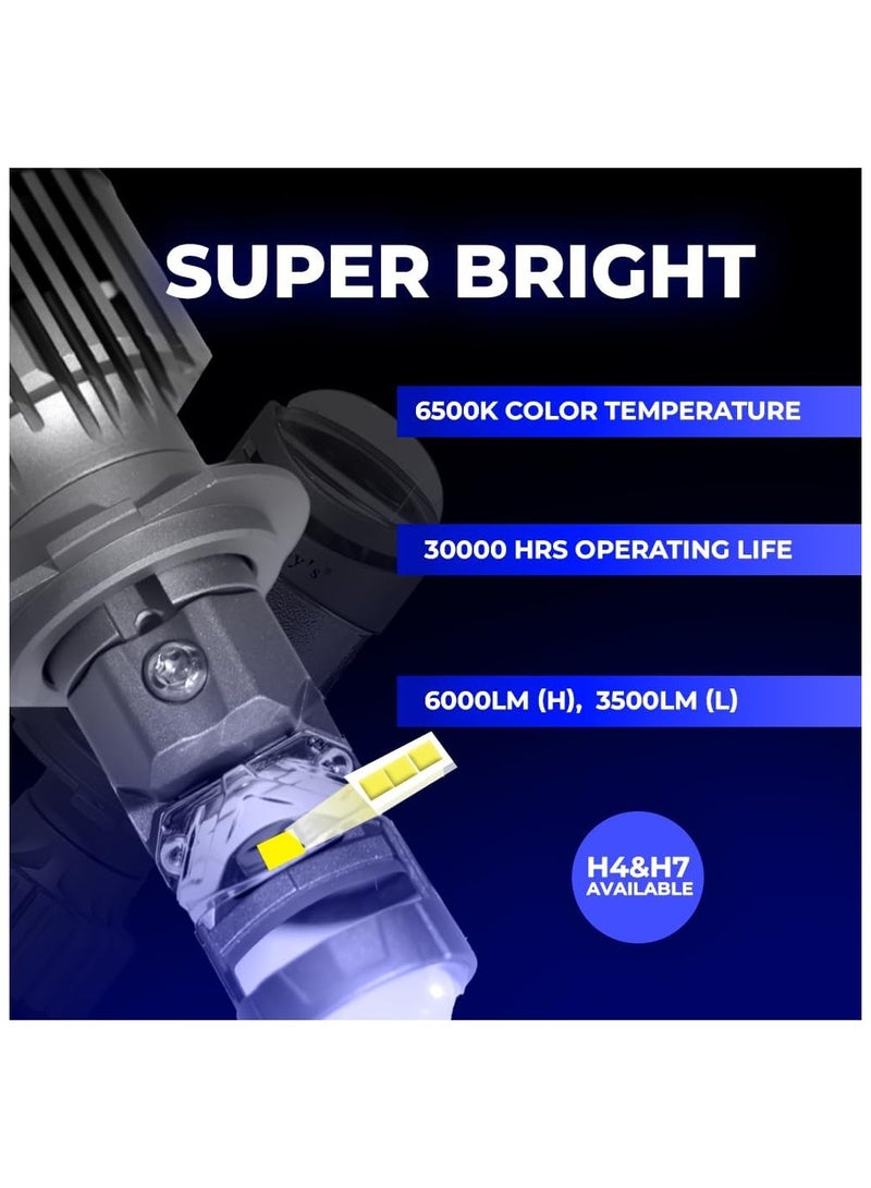 Toby's Toby's New TL3-H7 LED Mini Projector Dual Lens Headlight Bulb, Adjustable Beam (High & Low) with Cooling Temperature 6500K White Light  - Image 3