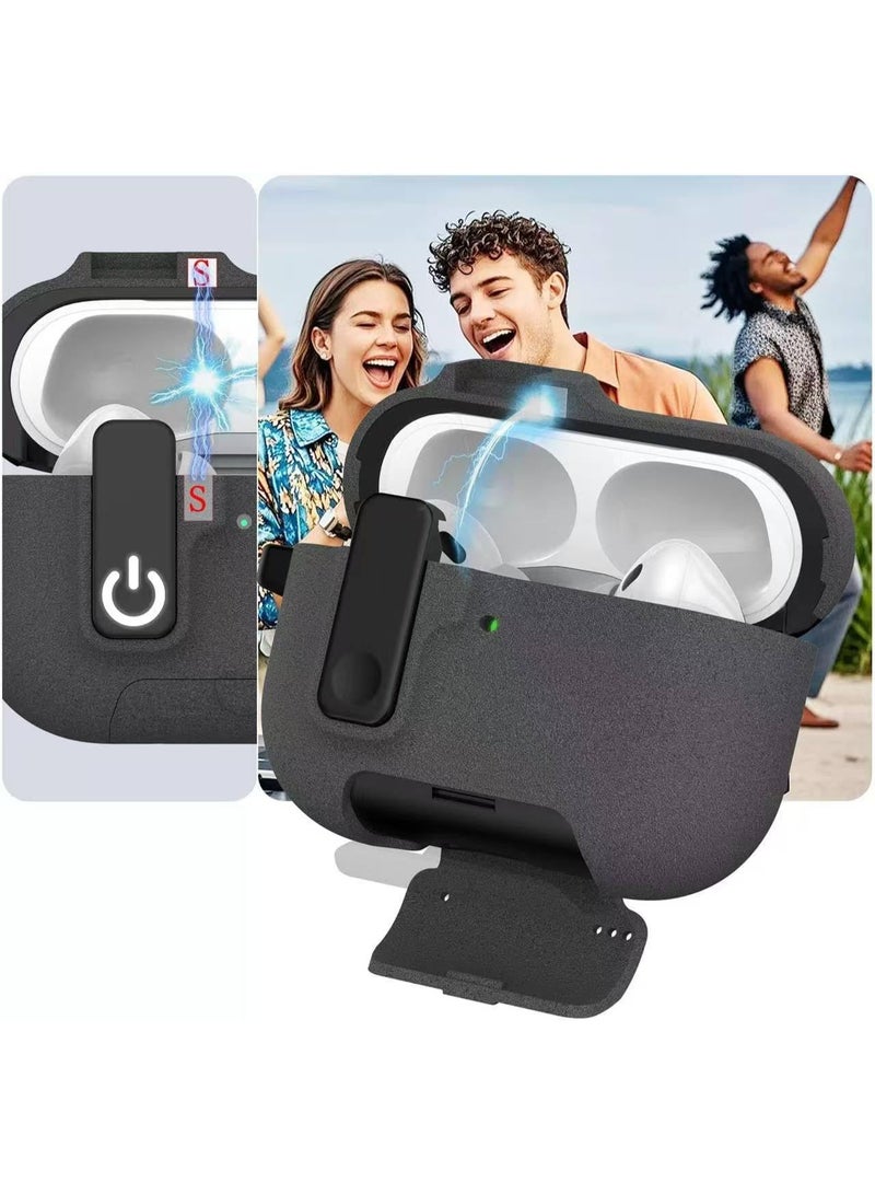 AirPods Pro 3 Case, Silicone Protective Cover with Automatic Switch Lock, Smart Stand, Shockproof Hard Shell, Wireless Charging Compatible, (Gray) - Image 3