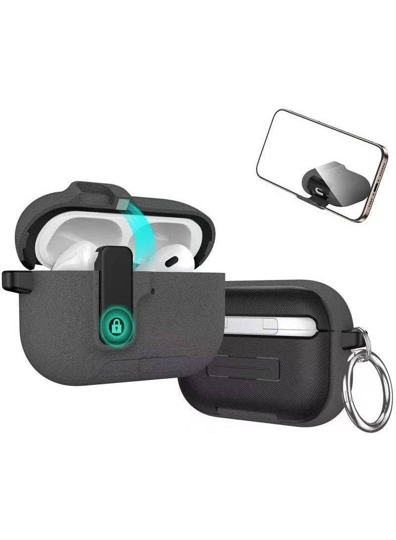 AirPods Pro 3 Case, Silicone Protective Cover with Automatic Switch Lock, Smart Stand, Shockproof Hard Shell, Wireless Charging Compatible, (Gray) - Image 4
