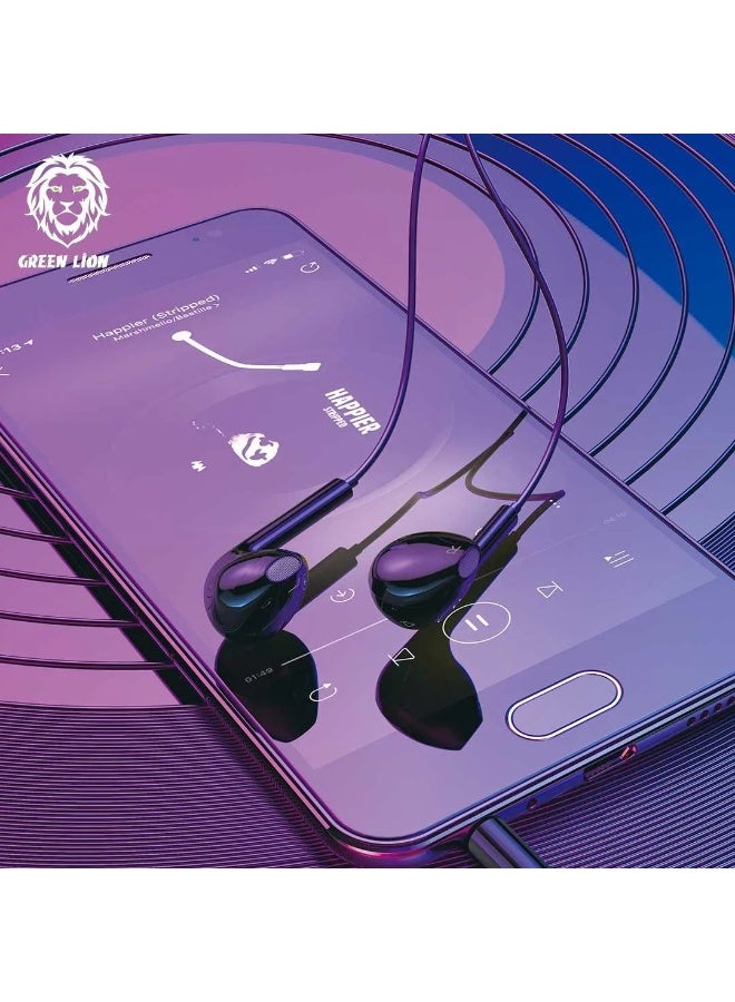GREEN LION Stereo Earphones 3.5mm with Built-In Mic - Black - Image 2