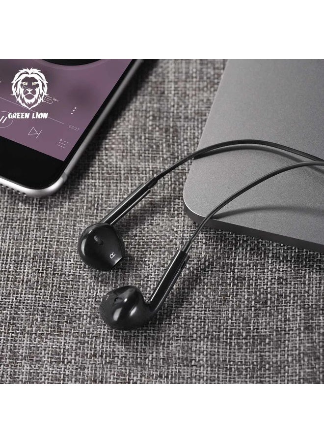 GREEN LION Stereo Earphones 3.5mm with Built-In Mic - Black - Image 3