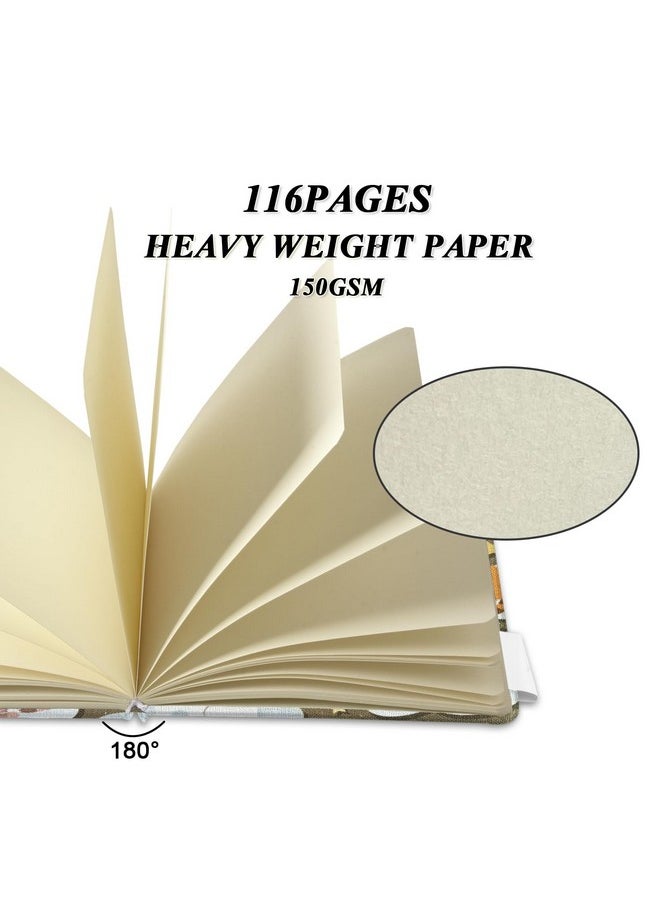 Qianshan 5" X 5" Handy Pocket Hardcover Cloth Cover Sketchbook,58 Sheets 150 Gsm Beige Dowling Paper, Acid Free Art Sketch Book Artistic Drawing Painting Writing Paper For Beginners Artists. Cloud Cat  - Image 3