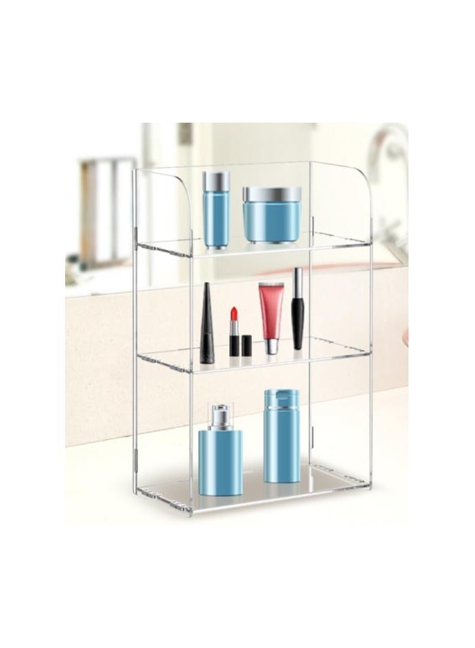 تي بي جي بي رف منظم حمام أكريليك شفاف بثلاث طبقات لمستحضرات التجميل والعطور والمكياج والألعاب والتوابل – رف قائم على الطاولة متعدد الوظائف لعرض مستلزمات الزينة (8 × 4 × 12 بوصة) - Image 3