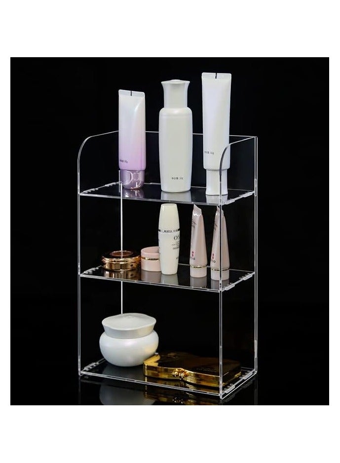 تي بي جي بي رف منظم حمام أكريليك شفاف بثلاث طبقات لمستحضرات التجميل والعطور والمكياج والألعاب والتوابل – رف قائم على الطاولة متعدد الوظائف لعرض مستلزمات الزينة (8 × 4 × 12 بوصة) - Image 2