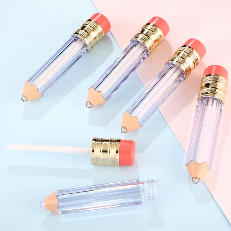 Blulu Blulu 24 Pcs 5 ml Pencil Lip Gloss Tube Empty Gift for Teachers Pencil Lip Gloss Container Clear Refillable Tube Women DIY Cosmetics  - Image 3