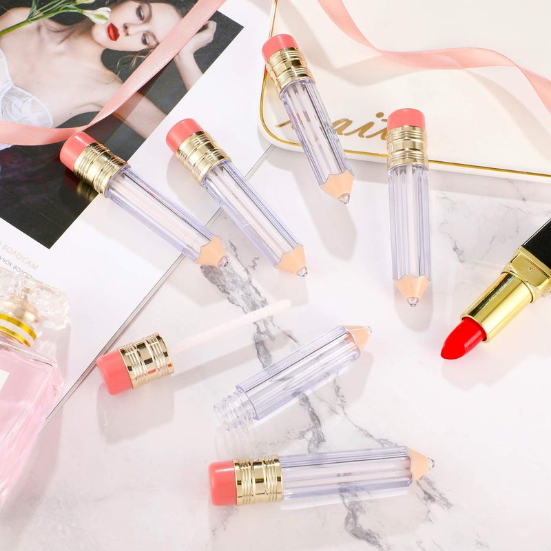 Blulu Blulu 24 Pcs 5 ml Pencil Lip Gloss Tube Empty Gift for Teachers Pencil Lip Gloss Container Clear Refillable Tube Women DIY Cosmetics  - Image 4
