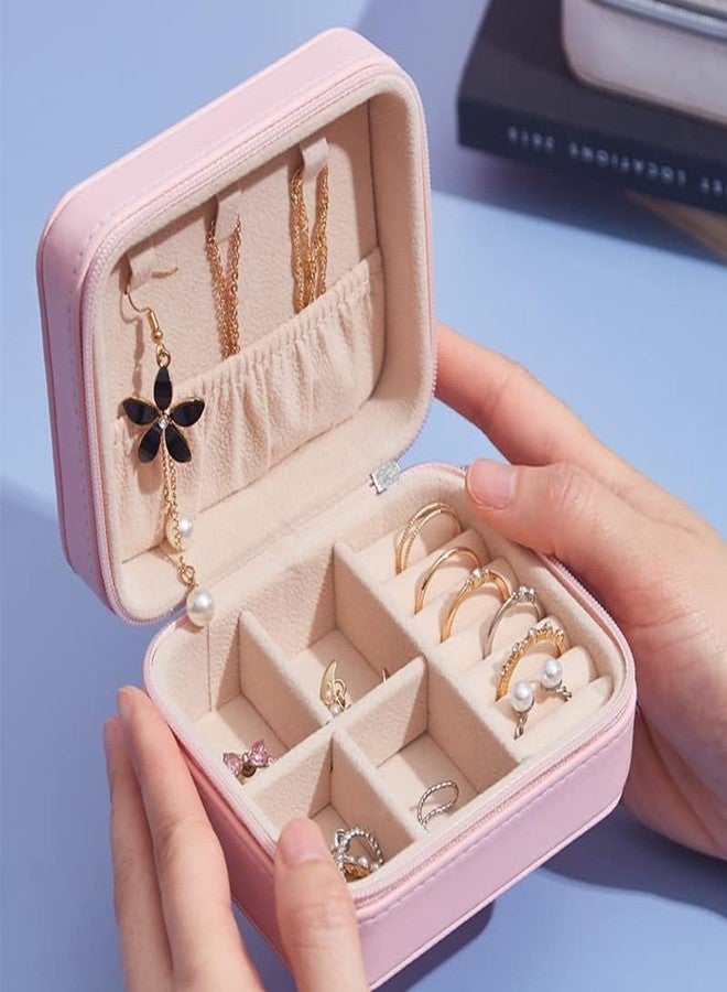 Brelixa Jewellery Organiser Box PU Leather Zipper Portable Storage Case with Dividers Compact Travel Jewellery Box for Rings, Earrings, Necklaces & Accessories - Image 5