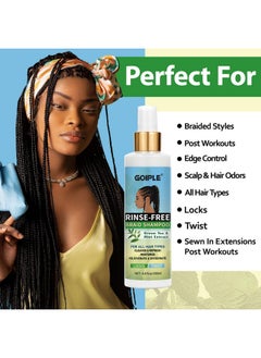 Goiple Braid Shampoo Rinsefree Shampoo For Braid No Water Shampoo For Locs Braids Twists Weaves Dry Shampoo Dreadlock Shampoo For Buildup Odor Itch & Flakes No Residue Chemical Free 6.8 Fl Oz  - Image 5