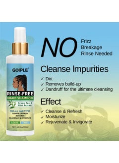 Goiple Braid Shampoo Rinsefree Shampoo For Braid No Water Shampoo For Locs Braids Twists Weaves Dry Shampoo Dreadlock Shampoo For Buildup Odor Itch & Flakes No Residue Chemical Free 6.8 Fl Oz  - Image 3