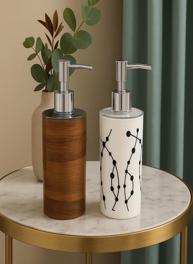 LAGET® Liquid Soap/Shampoo/Sanitizer/Lotion Dispenser Plastic Bottle with Pump for handwash in Bathroom/Kitchen Sink Pack of 2 Marble Print(300 Ml Each) - Image 2