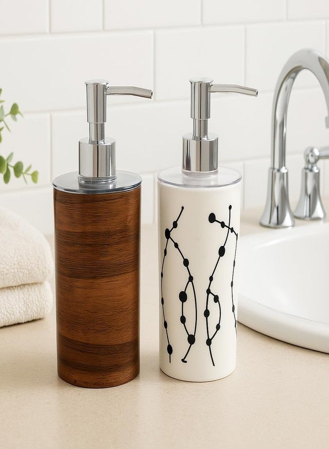 LAGET® Liquid Soap/Shampoo/Sanitizer/Lotion Dispenser Plastic Bottle with Pump for handwash in Bathroom/Kitchen Sink Pack of 2 Marble Print(300 Ml Each) - Image 1