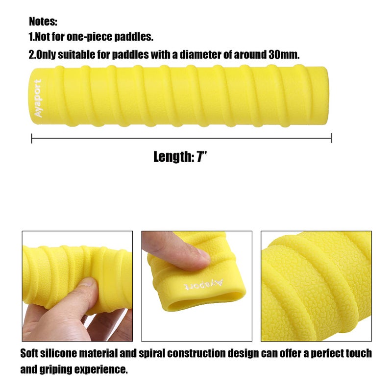 Ayaport Kayak Paddle Grips Non-Slip Silicone Wraps Blister Prevention Kayaking Accessories For Take-Apart Paddles (Yellow) - Image 2
