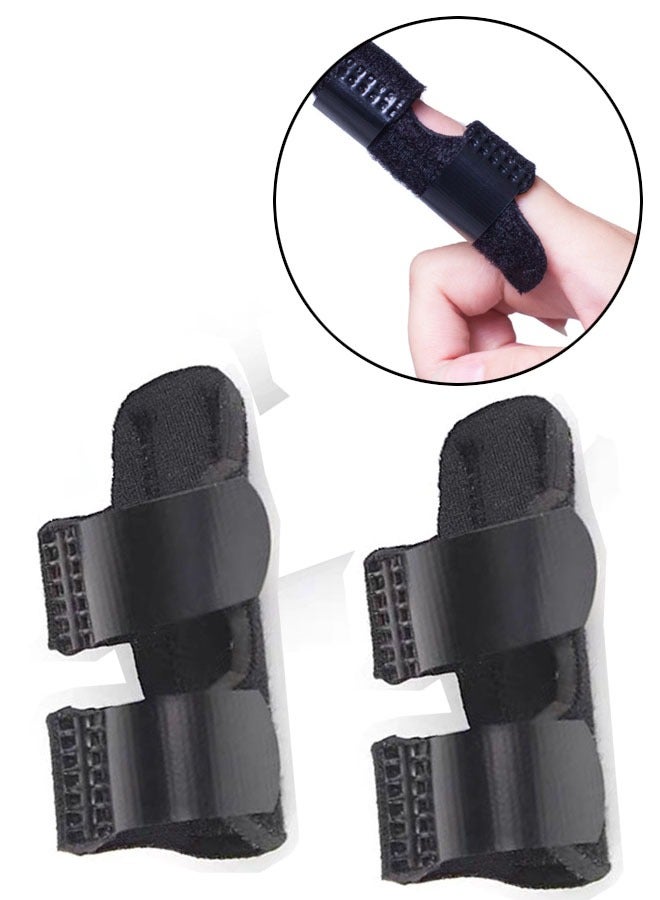 Generic 2 Pieces Finger Splint Gloves Sleeve Bandage Black - Image 1