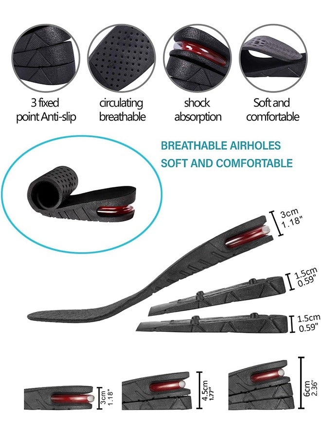 اتش واي النعال زيادة الطول للرجال والنساء ، 3 طبقة 2.36 '' وسادة الهواء رفع الأحذية وسادة الأحذية كيت إدراج كعب وسادة الهواء (2.36 "/ 6cm) - Image 3