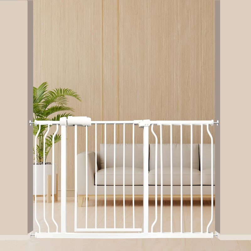 Vothco Vothco Extra Wide Baby Gate 4853 Inch Tension Mounted No Drilling Pressure Mounted Indoor Safety Gate for Stairs  Doorways  Metal Design for Kids and Pets White