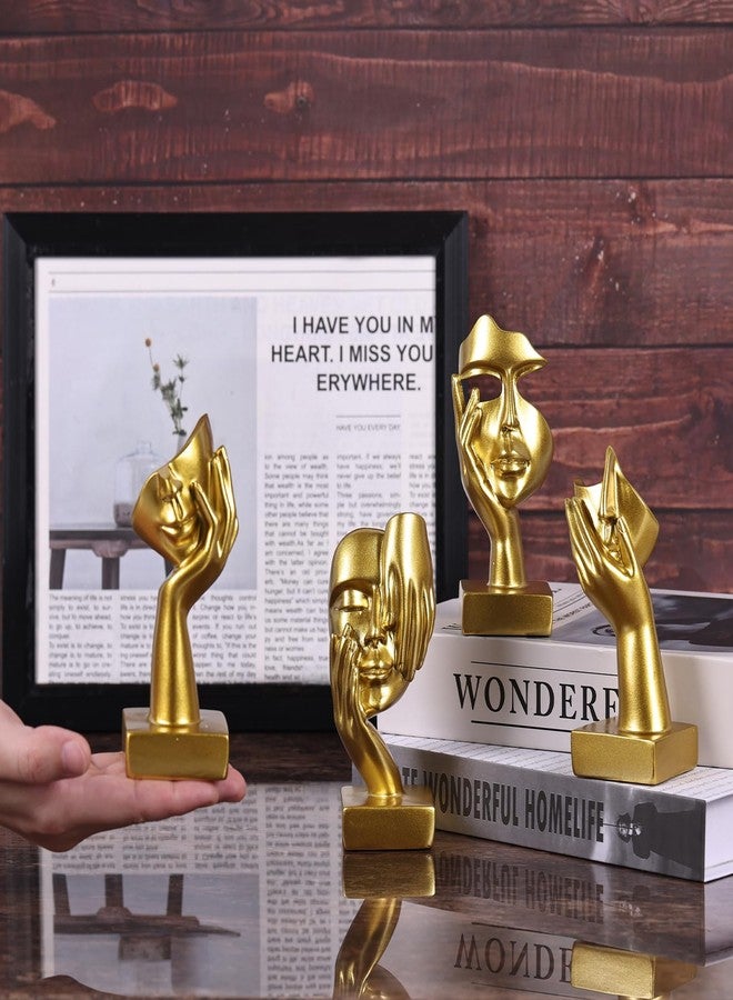 oliruim Gold Abstract Thinker Figurine Set of 4, Home Art Face Small Statue for Accents Decor Women Bedroom Shelf Bookcase Room Desk, TV Stand, Coffee Table Decor, Art Sculpture Gifts for Women (Gold) - Image 5