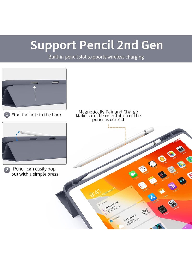 Case for iPad 9th/8th/7th Generation 10.2 inch Auto Sleep/Wake Slim Lightweight Trifold Stand Smart Cover Soft TPU Back Case with Pencil Holder for iPad 10.2 2021/2020/2019