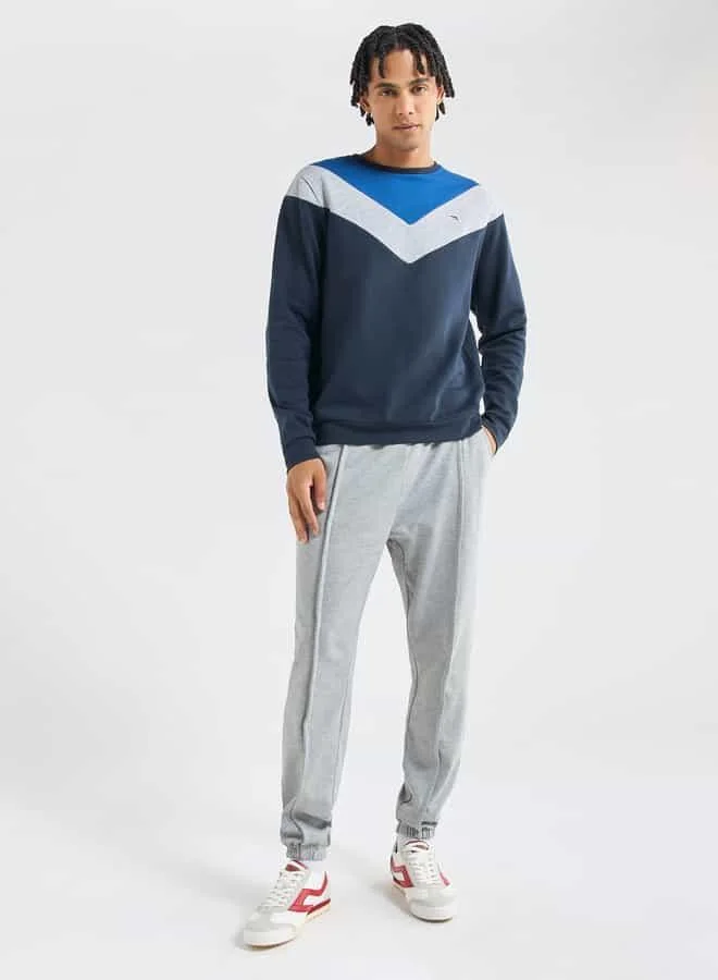 Splash FAV Colourblock Sweatshirt with Crew Neck and Long Sleeves