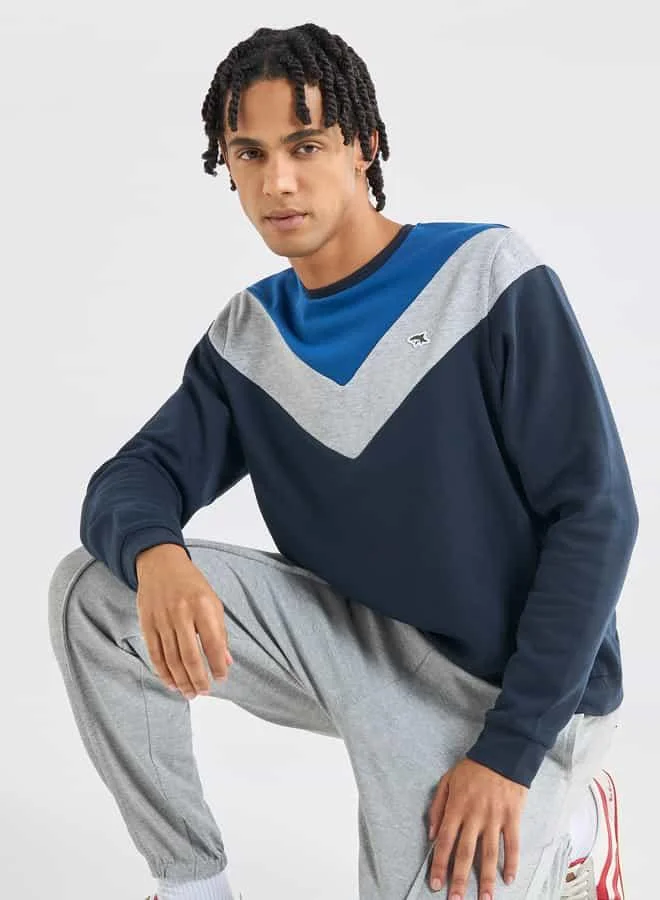 Splash FAV Colourblock Sweatshirt with Crew Neck and Long Sleeves