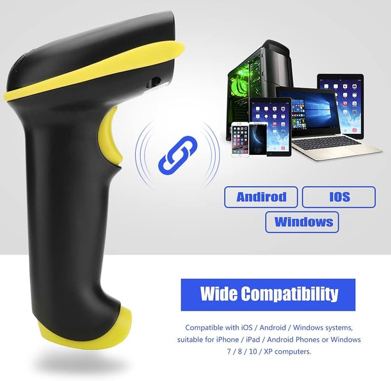 GOWENIC Handheld Wireless Barcode Scanner, USB Wired 2.4GHz Wireless Barcode Bar Code Scanner Reader, for Library Book Convenience Store, Supermarket, Warehouse (Yellow) - Image 5