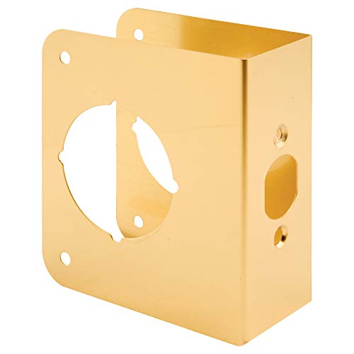 PrimeLine U 9556 Brass Lock and Door Reinforcement Plate for 134 In Thick Doors Brass Finish Single Pack