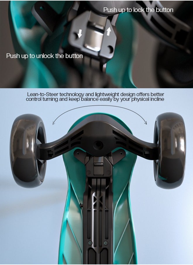 BAYBEE - Alpha Skate Scooter For Kids 3 Wheel Kids Scooter With Foldable 4 Height Adjustable Handle Baby Scooter With Led Pu Wheels Smart Kick Scooter For Children'S 3 To 10 Years Boys Girls Green - Image 1