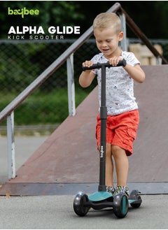 BAYBEE Alpha Skate Scooter For Kids 3 Wheel Kids Scooter With Foldable 4 Height Adjustable Handle Baby Scooter With Led Pu Wheels Smart Kick Scooter For Children'S 3 To 10 Years Boys Girls Green  - Image 2