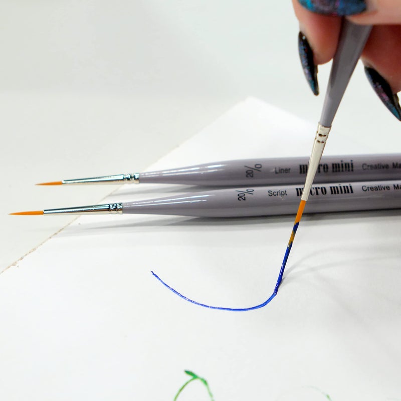 Creative Mark 3 Piece Micro Detail Paint Brush Set, Mini Paintbrushes for Acrylic, Watercolor, Oil, Face, Nail, Scale Model Painting & Line Drawing - Image 5