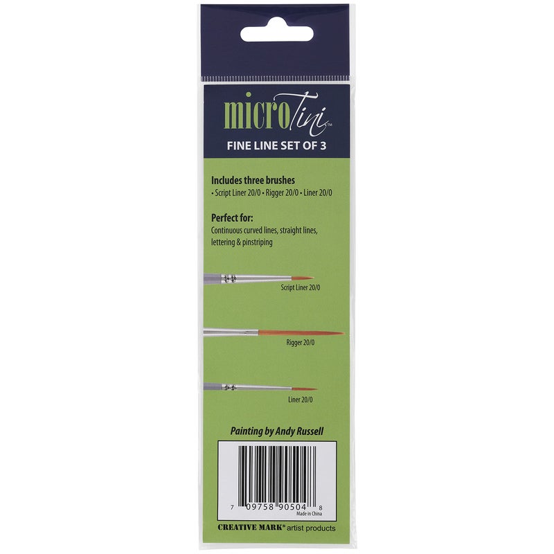 Creative Mark 3 Piece Micro Detail Paint Brush Set, Mini Paintbrushes for Acrylic, Watercolor, Oil, Face, Nail, Scale Model Painting & Line Drawing - Image 2