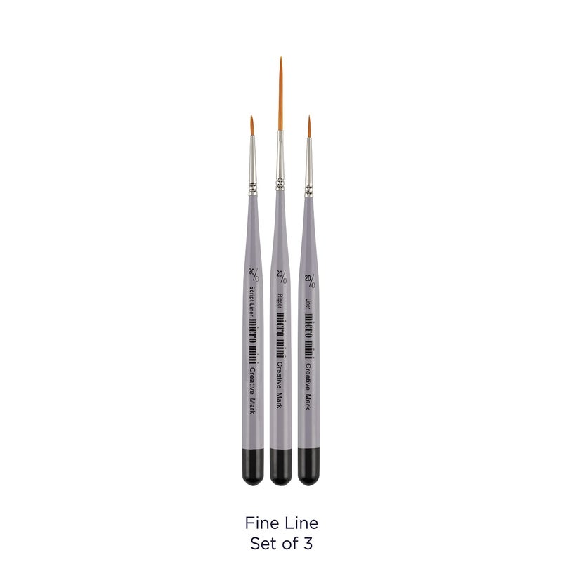 Creative Mark 3 Piece Micro Detail Paint Brush Set, Mini Paintbrushes for Acrylic, Watercolor, Oil, Face, Nail, Scale Model Painting & Line Drawing - Image 4