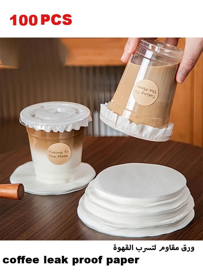 Generic Coffee Beverage Cup Seal Covers, Pack of 100 Food-Safe Liners for Coffee and Tea, Leak-Proof and Oil-Resistant, Ideal for Parties and Home  - Image 1