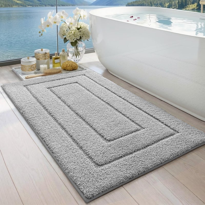 DEXI Bathroom Rug Mat, Extra Soft Absorbent Premium Bath Rug, Non-Slip Comfortable Bath Mat, Carpet for Tub, Shower, Bath Room, Machine Wash Dry, 24"x43", Light Grey - Image 1