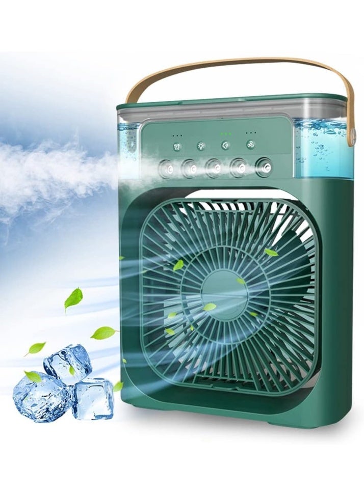 مروحة يدوية صغيرة محمولة، مبرد هواء محمول ، خزان مياه كبير ، مبرد شخصي بمنفذ USB، مرطب هواء صغير، مناسب للمكتب والمنزل (أخضر) - Image 1