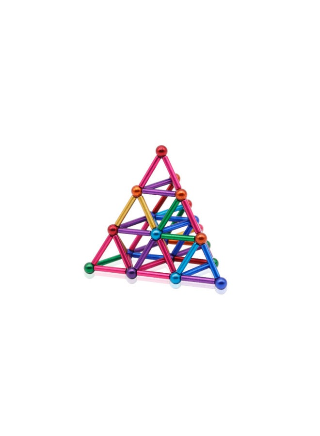 Direct Color Magnetic Bar Toy Combination Building Blocks Children's Educational Leisure Decompression Magnetic Bar Iron Ball Magnet-Color:Color Short Stick 4*11(36 Sticks) + Iron Ball D8(40 Sticks)  - Image 4
