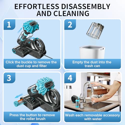 Belife M8 Mattress Vacuum Cleaner, 18Kpa 550W Bed Cleaner with UV & Hot Air & HEPA Filter, High Heating Double-Cup Handheld Couch Cleaner for Sofa Pillow Crib Pet Hair, Corded - Image 5
