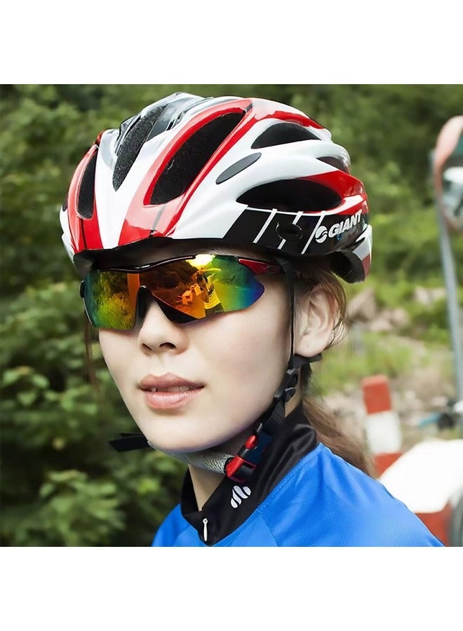 Beauenty 2Pcs Sports Sunglasses, Colored Sports Sunglasses, Cycling Glasses Men Large, Sports Glasses Polarized Sports Glasses for Men UV400, For Daily Travel and Running (Blue, Red) - Image 2