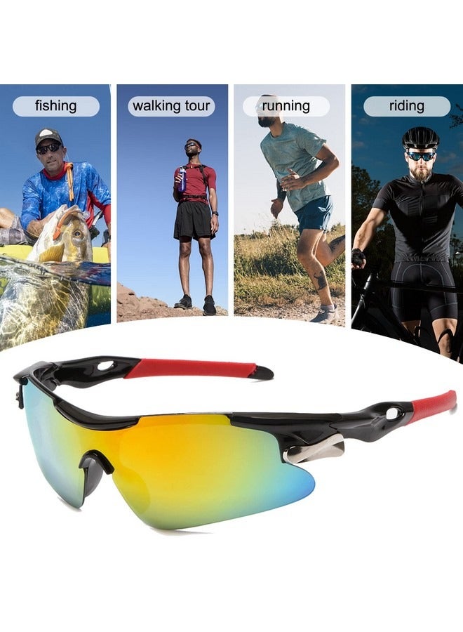 Beauenty 2Pcs Sports Sunglasses, Colored Sports Sunglasses, Cycling Glasses Men Large, Sports Glasses Polarized Sports Glasses for Men UV400, For Daily Travel and Running (Blue, Red) - Image 5