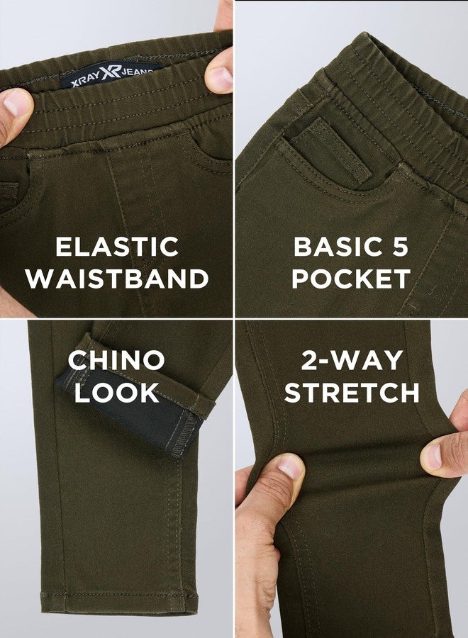 X RAY Toddlers Stretchy Colored Denim Jeans (2T - 4T), Casual Pants Boy Clothes for Boys with Elastic Waistband,Olive, 3T - Image 2