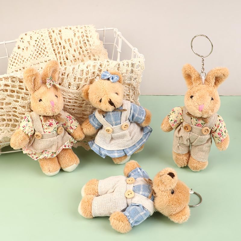Cute Cartoon Bear Keychain with Clothes - Soft Stuffed Pendant for Bags and Backpacks - Image 4